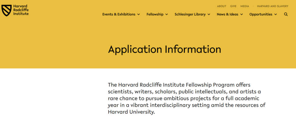 Harvard Radcliffe Institute Fellowship Program – United States