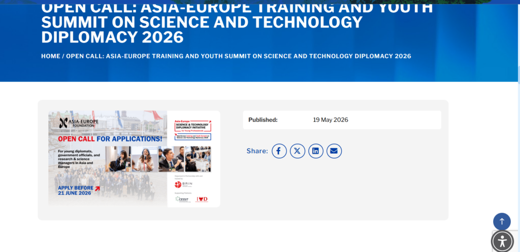 Asia-Europe Science and Technology Diplomacy Program – ASEF Singapore