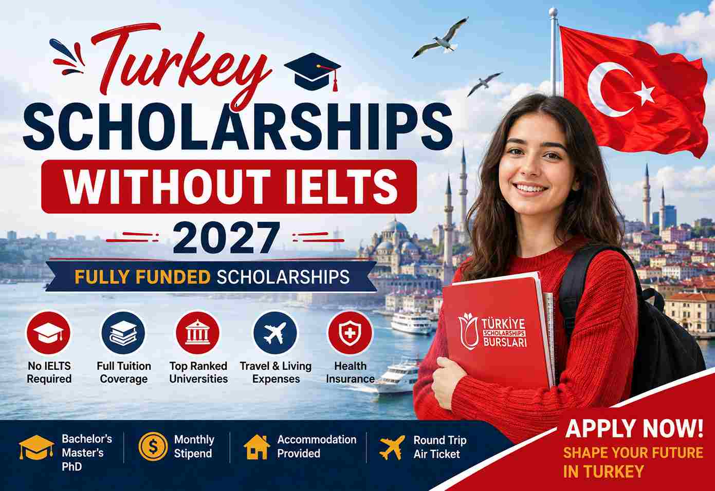 Turkey Scholarships Without IELTS 2027 | Fully Funded Scholarships