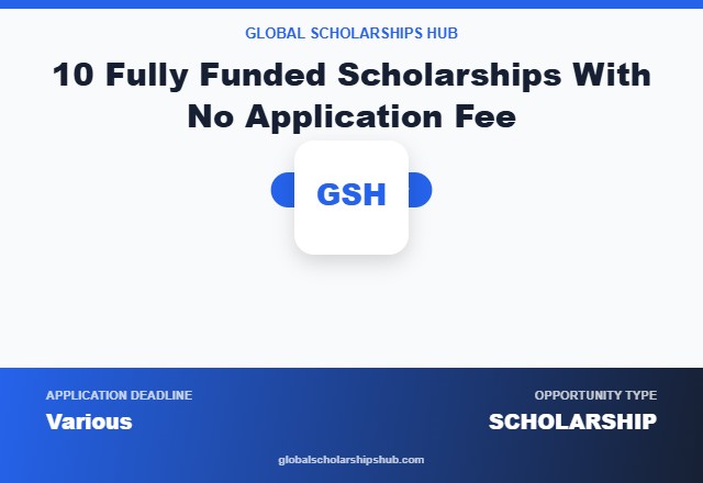 10 scholarships without application fee