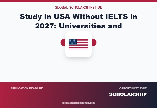 American university campus for international students planning to study in the USA without IELTS in 2027