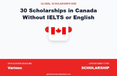 30 Scholarships in Canada Without IELTS or English Certificate