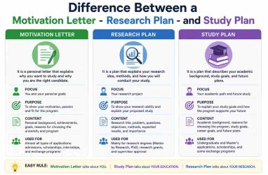 Difference Between a Motivation Letter - Research Plan - and Study Plan