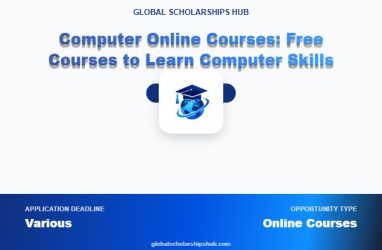 Students learning computer skills through online courses on a laptop