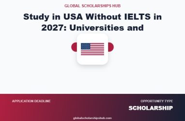 American university campus for international students planning to study in the USA without IELTS in 2027